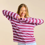 popeia - Langarmshirt Gestreift aus Bio - Baumwolle • Aubergine/Pink - ROSA ECK