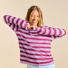 popeia - Langarmshirt Gestreift aus Bio - Baumwolle • Aubergine/Pink - ROSA ECK