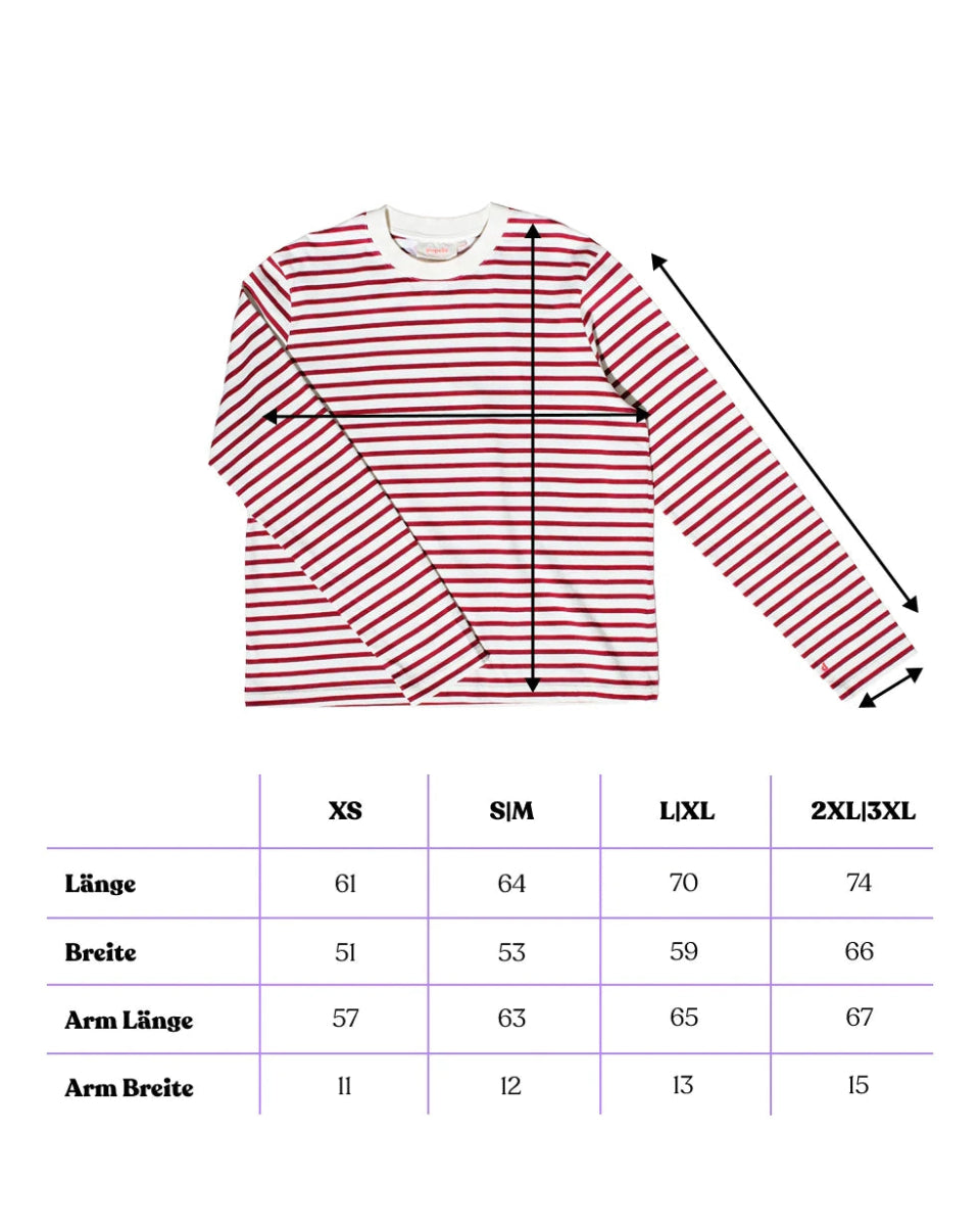 popeia - Langarmshirt Gestreift aus Bio - Baumwolle • Bordeaux/Off - White - Langarmshirt - ROSA ECK Concept Store