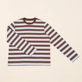 Gestreiftes Langarmshirt aus Bio-Baumwolle in Braun und Hellblau