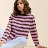 Gestreiftes Langarmshirt aus Bio-Baumwolle in Braun und Pink