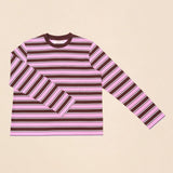 Gestreiftes Langarmshirt in Braun und Pink – Ansicht 2