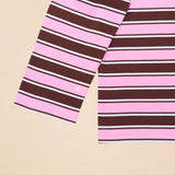 Gestreiftes Langarmshirt in Braun und Pink – Ansicht 6
