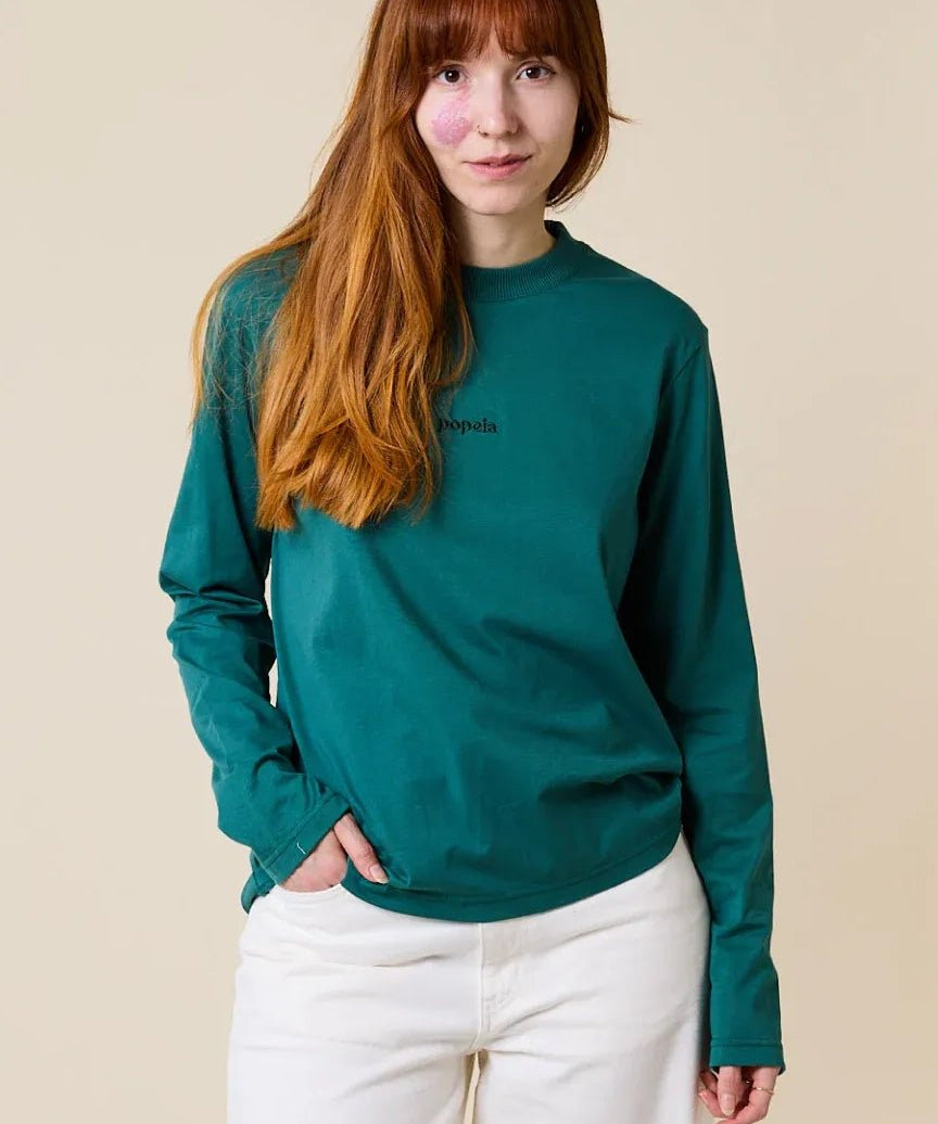 popeia - Langarmshirt Gestreift aus Bio - Baumwolle • College Grün - Langarmshirt - ROSA ECK