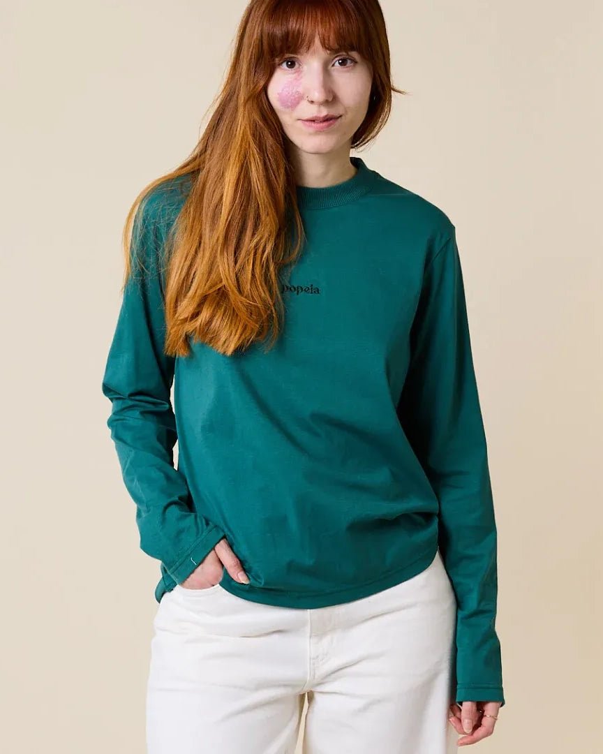 popeia - Langarmshirt Gestreift aus Bio - Baumwolle • College Grün - Langarmshirt - ROSA ECK