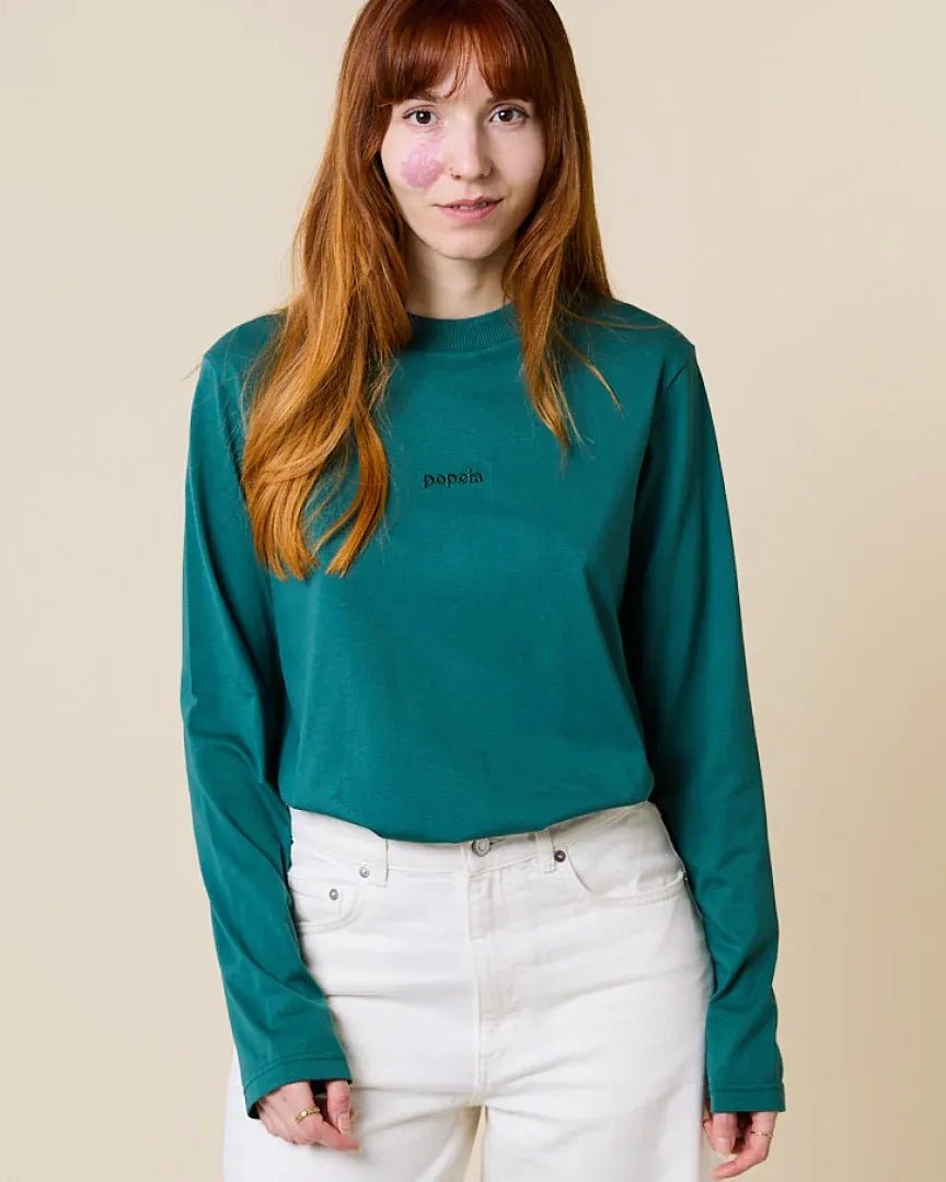 popeia - Langarmshirt Gestreift aus Bio - Baumwolle • College Grün - Langarmshirt - ROSA ECK