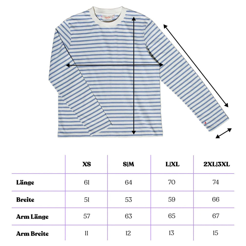 popeia - Langarmshirt Gestreift aus Bio - Baumwolle • Eisblau/Off - White - Langarmshirt - ROSA ECK Concept Store