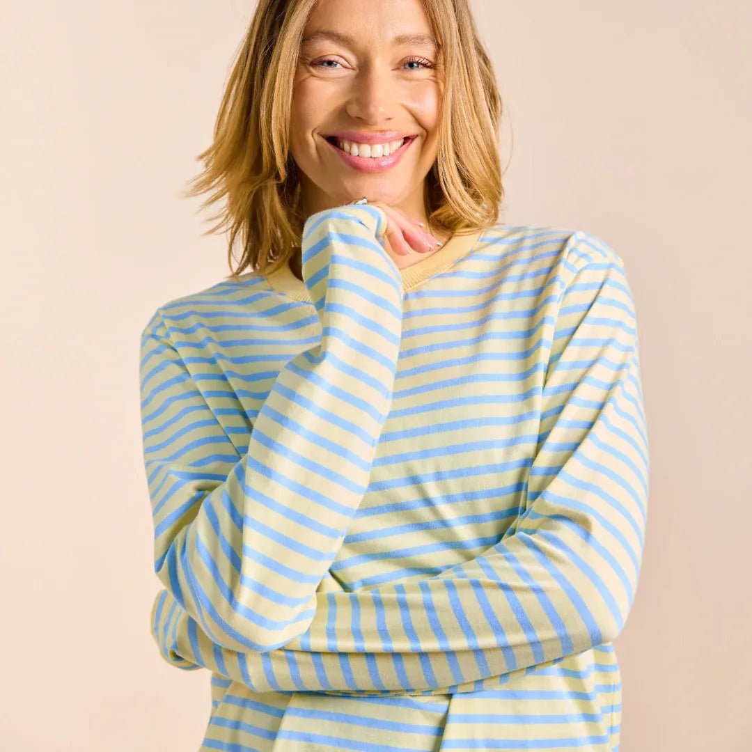 popeia - Langarmshirt Gestreift aus Bio - Baumwolle • Gelb/Hellblau - ROSA ECK