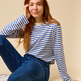 popeia - Langarmshirt Gestreift aus Bio - Baumwolle | Königsblau/Off - White - Langarmshirt - ROSA ECK Concept Store