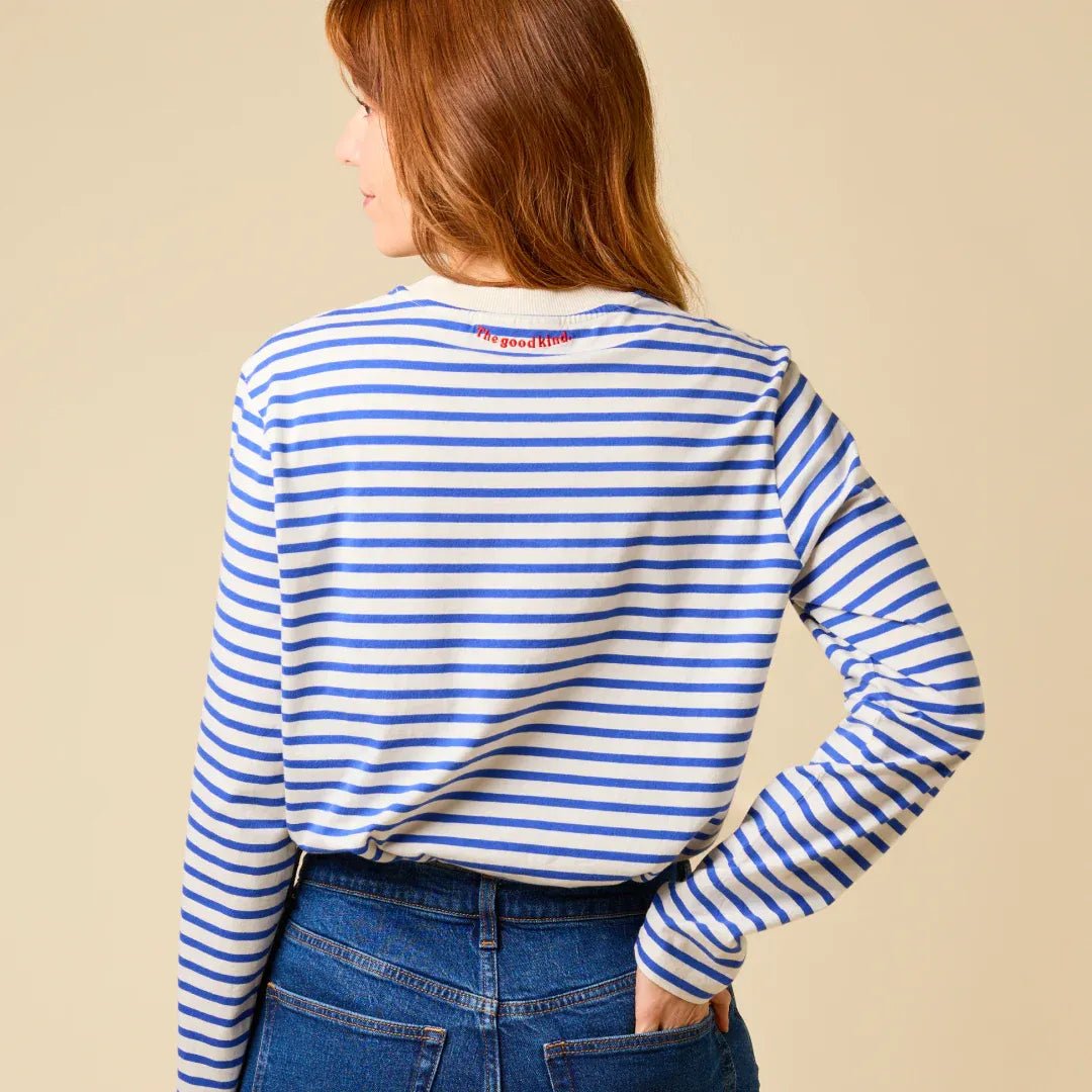 popeia - Langarmshirt Gestreift aus Bio - Baumwolle | Königsblau/Off - White - Langarmshirt - ROSA ECK Concept Store