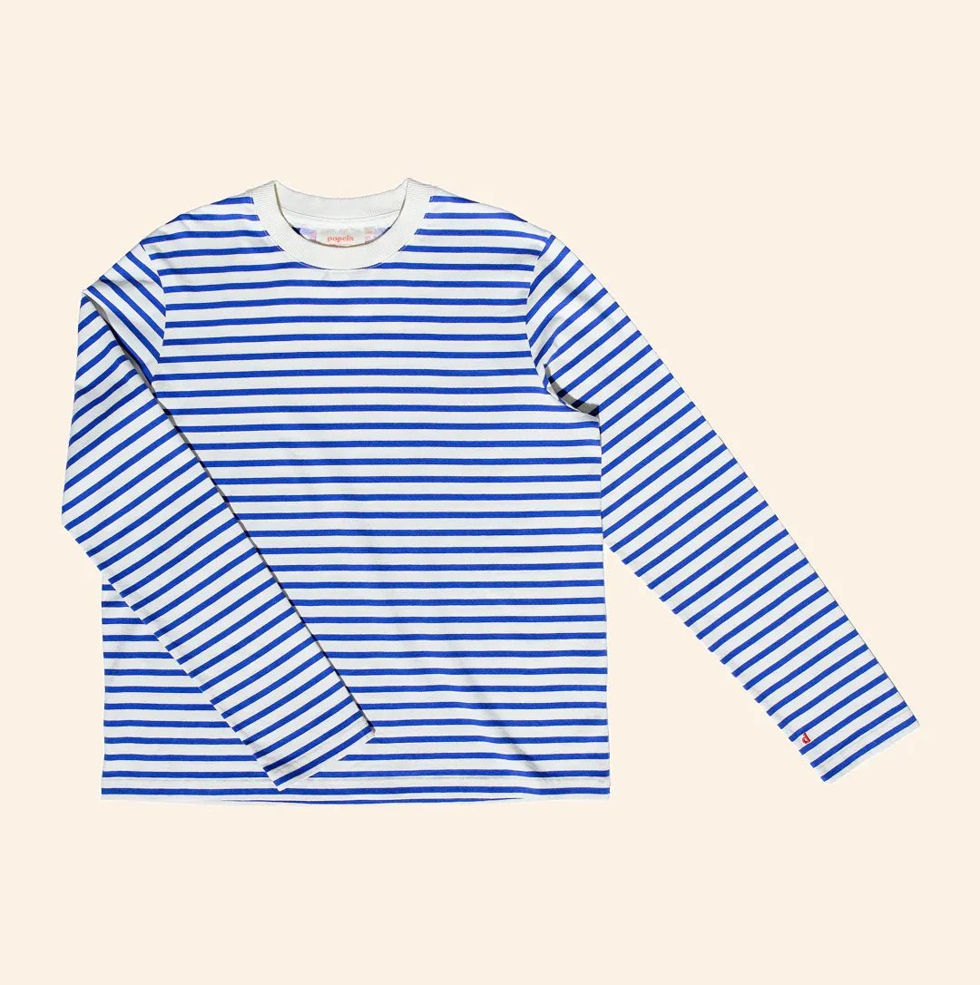 popeia - Langarmshirt Gestreift aus Bio - Baumwolle | Königsblau/Off - White - Langarmshirt - ROSA ECK Concept Store