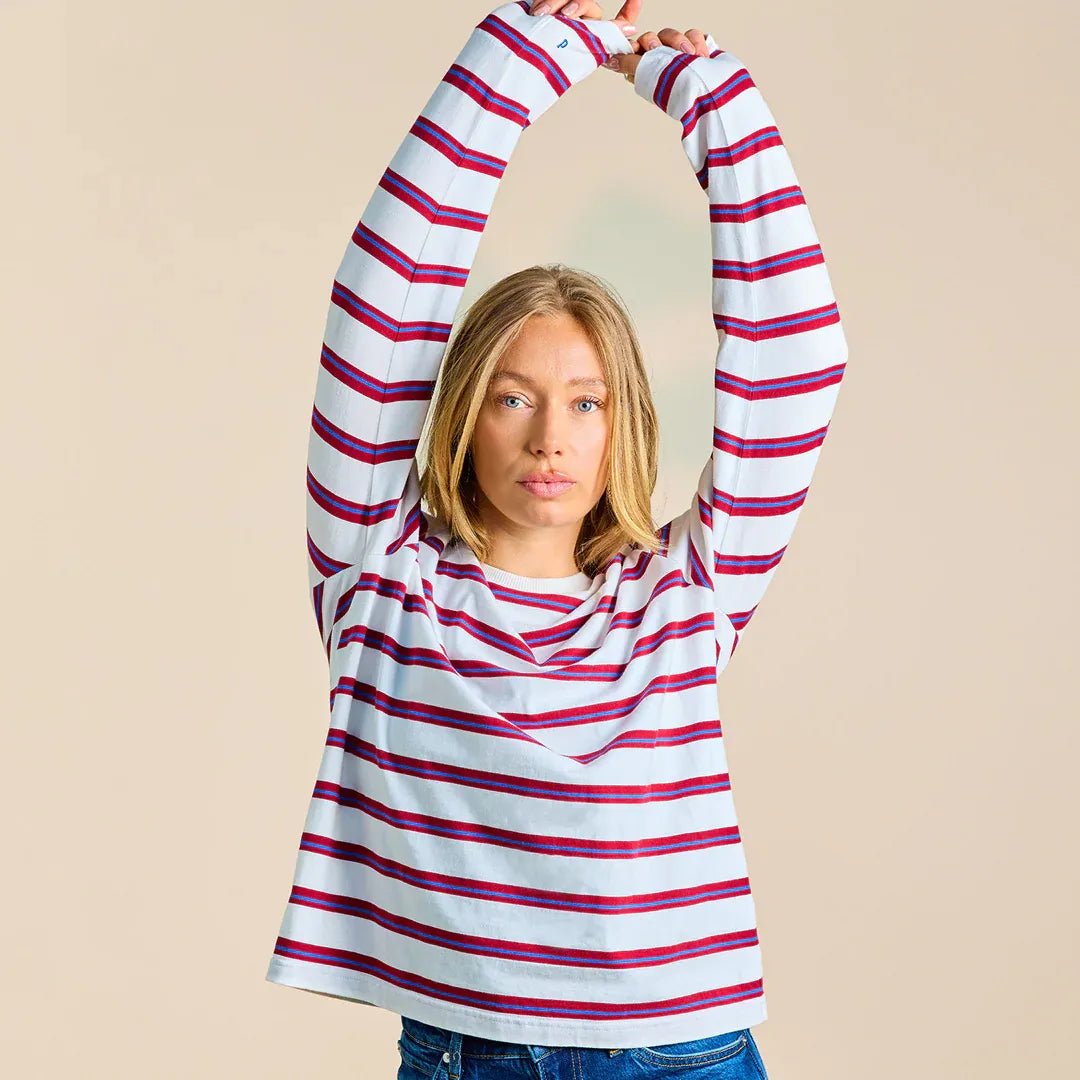 popeia - Langarmshirt Gestreift aus Bio - Baumwolle • Königsblau/Rot - ROSA ECK