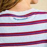 popeia - Langarmshirt Gestreift aus Bio - Baumwolle • Königsblau/Rot - ROSA ECK