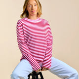 Gestreiftes Langarmshirt in Pink und Dunkelrot – Ansicht 6