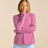 Gestreiftes Langarmshirt in Pink und Dunkelrot – Ansicht 3