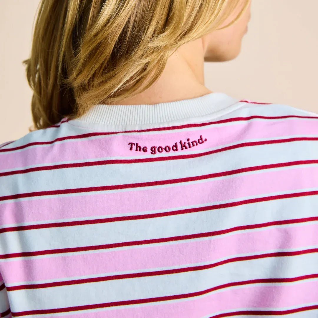 popeia - Langarmshirt Gestreift aus Bio - Baumwolle • Weiß/Pink - ROSA ECK