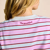 popeia - Langarmshirt Gestreift aus Bio - Baumwolle • Weiß/Pink - ROSA ECK