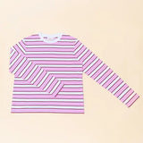 popeia - Langarmshirt Gestreift aus Bio - Baumwolle • Weiß/Pink - ROSA ECK