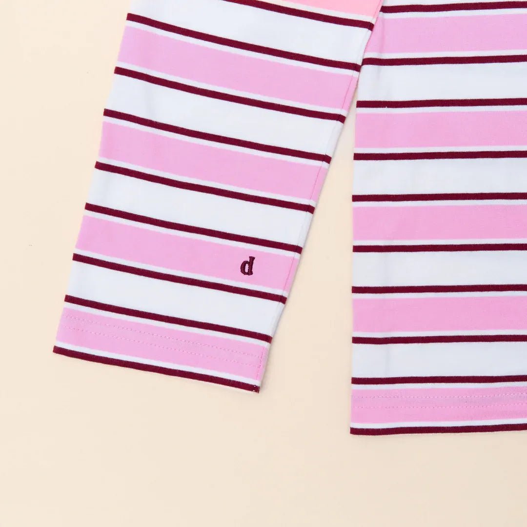 popeia - Langarmshirt Gestreift aus Bio - Baumwolle • Weiß/Pink - ROSA ECK