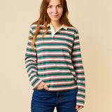 popeia - Poloshirt Gestreift aus Bio - Baumwolle • Dunkelgrün/Bordeaux - Poloshirt - ROSA ECK