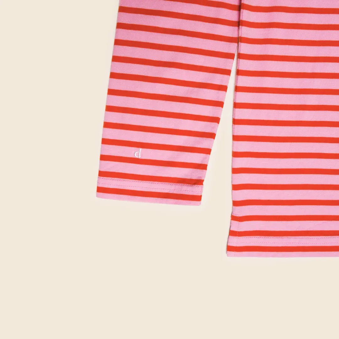 popeia - Poloshirt Gestreift aus Bio - Baumwolle • Pink/Rot - Poloshirt - ROSA ECK