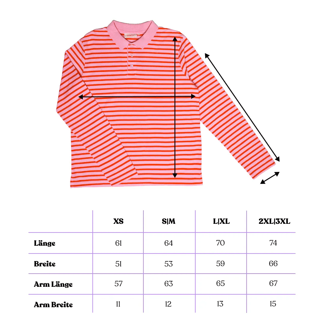 popeia - Poloshirt Gestreift aus Bio - Baumwolle • Pink/Rot - Poloshirt - ROSA ECK