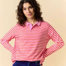 popeia - Poloshirt Gestreift aus Bio - Baumwolle • Pink/Rot - Poloshirt - ROSA ECK