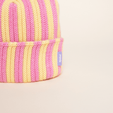 popeia - Special Beanie aus Merinowolle | Hellgelb/Pink - ROSA ECK - , ,