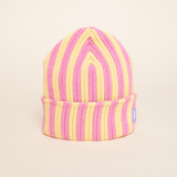 popeia - Special Beanie aus Merinowolle | Hellgelb/Pink - ROSA ECK - , ,