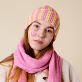 popeia - Special Beanie aus Merinowolle | Hellgelb/Pink - ROSA ECK - , ,