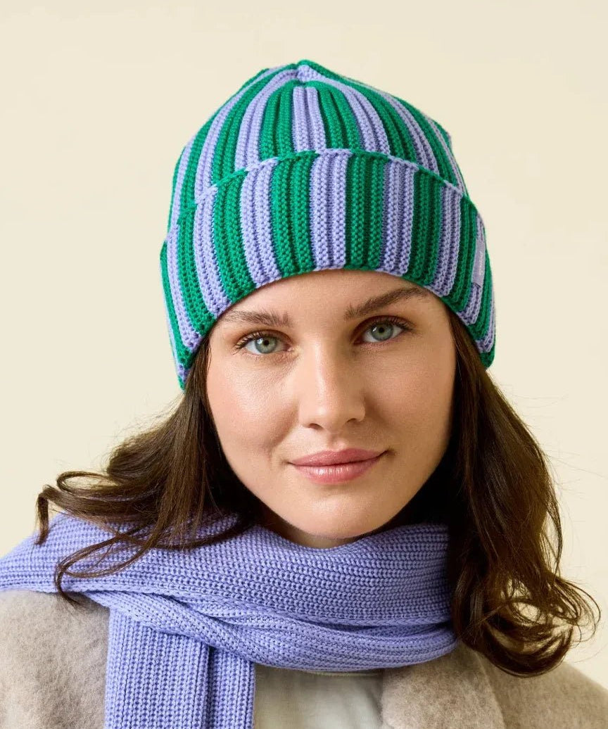 Popeia - Special Beanie aus Merinowolle • Lila/Grün - Beanie - ROSA ECK