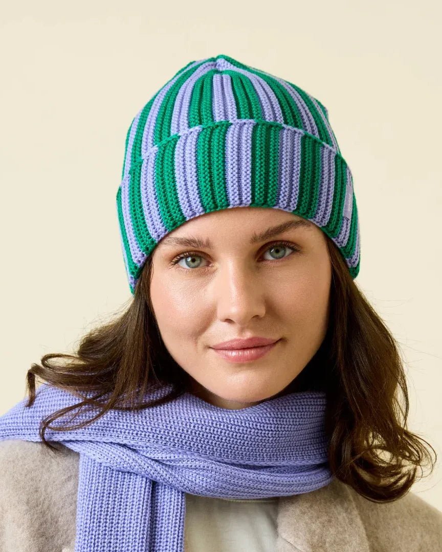 Popeia - Special Beanie aus Merinowolle • Lila/Grün - Beanie - ROSA ECK