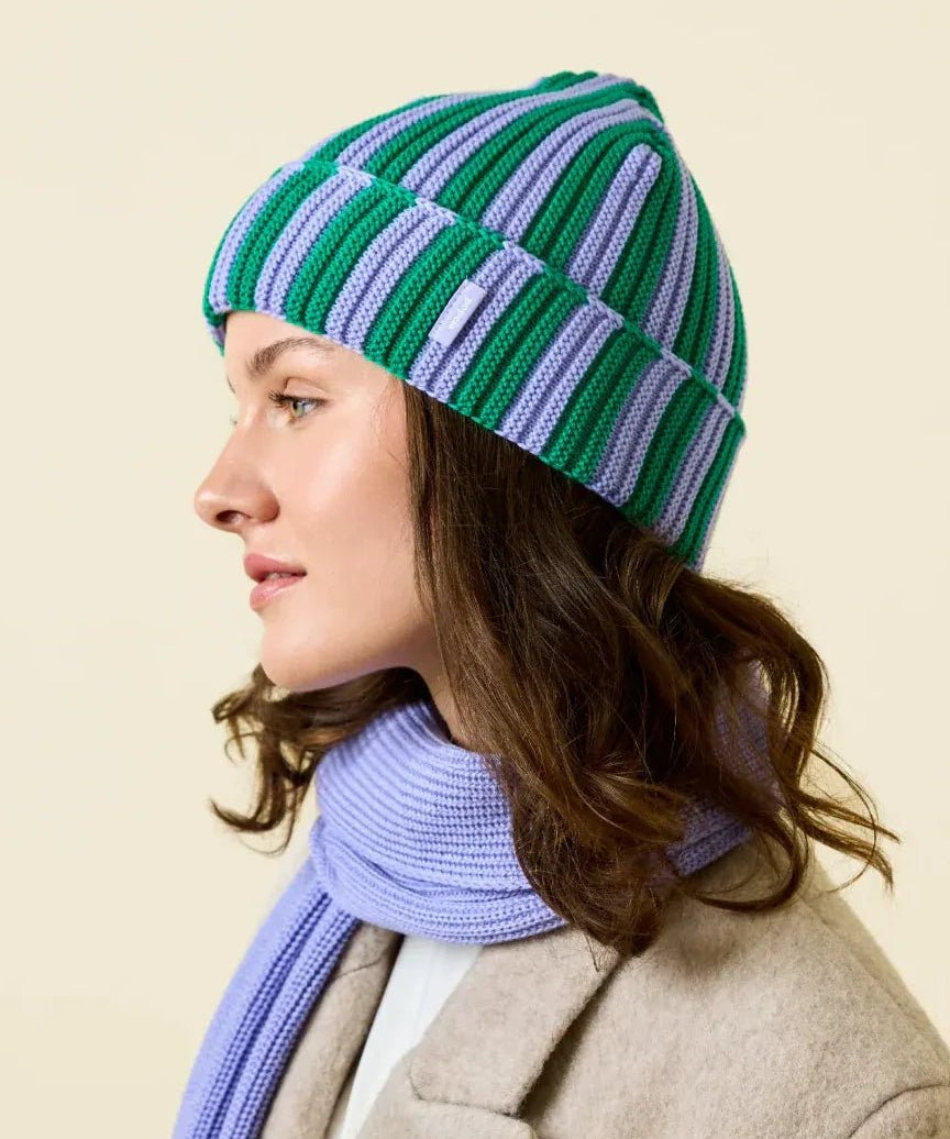 Popeia - Special Beanie aus Merinowolle • Lila/Grün - Beanie - ROSA ECK