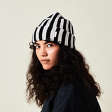 popeia - Special Beanie aus Merinowolle | Schwarz/Weiß - ROSA ECK - , ,