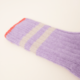 popeia - Stricksocken aus Wolle | Lila mit Streifen - ROSA ECK - , ,