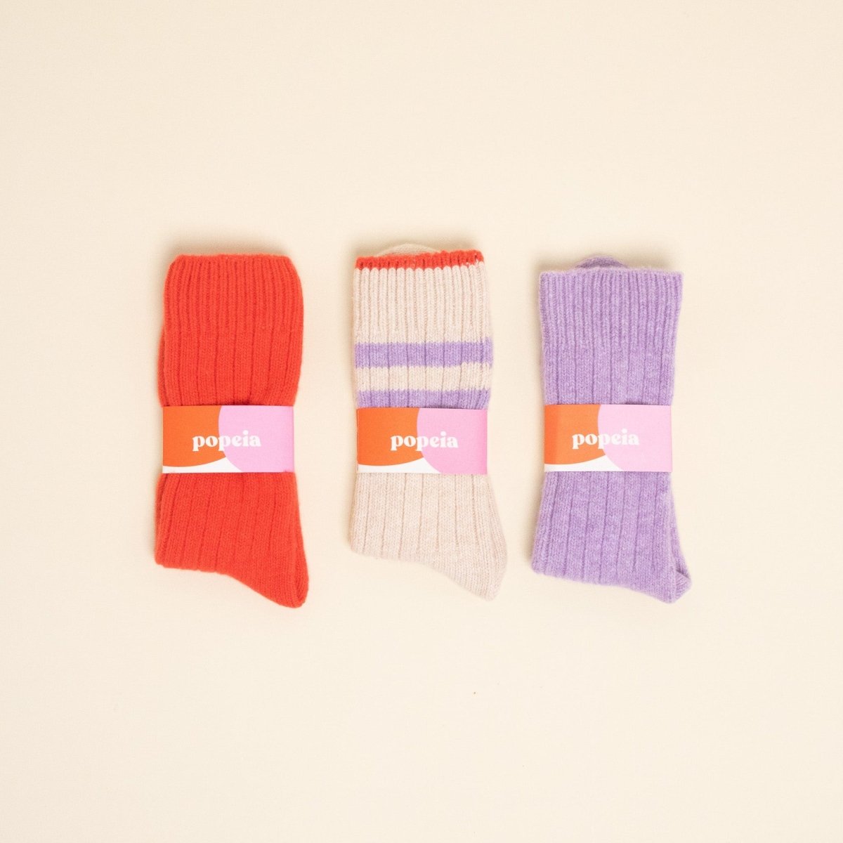 popeia - Stricksocken aus Wolle | Lila - ROSA ECK