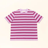 popeia - T-Shirt Gestreift aus Bio - Baumwolle • Aubergine/Pink - ROSA ECK