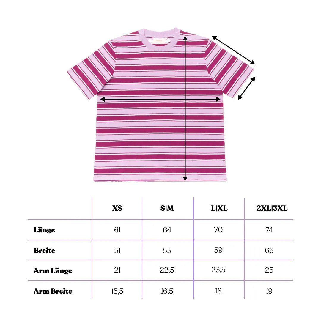 popeia - T-Shirt Gestreift aus Bio - Baumwolle • Aubergine/Pink - ROSA ECK