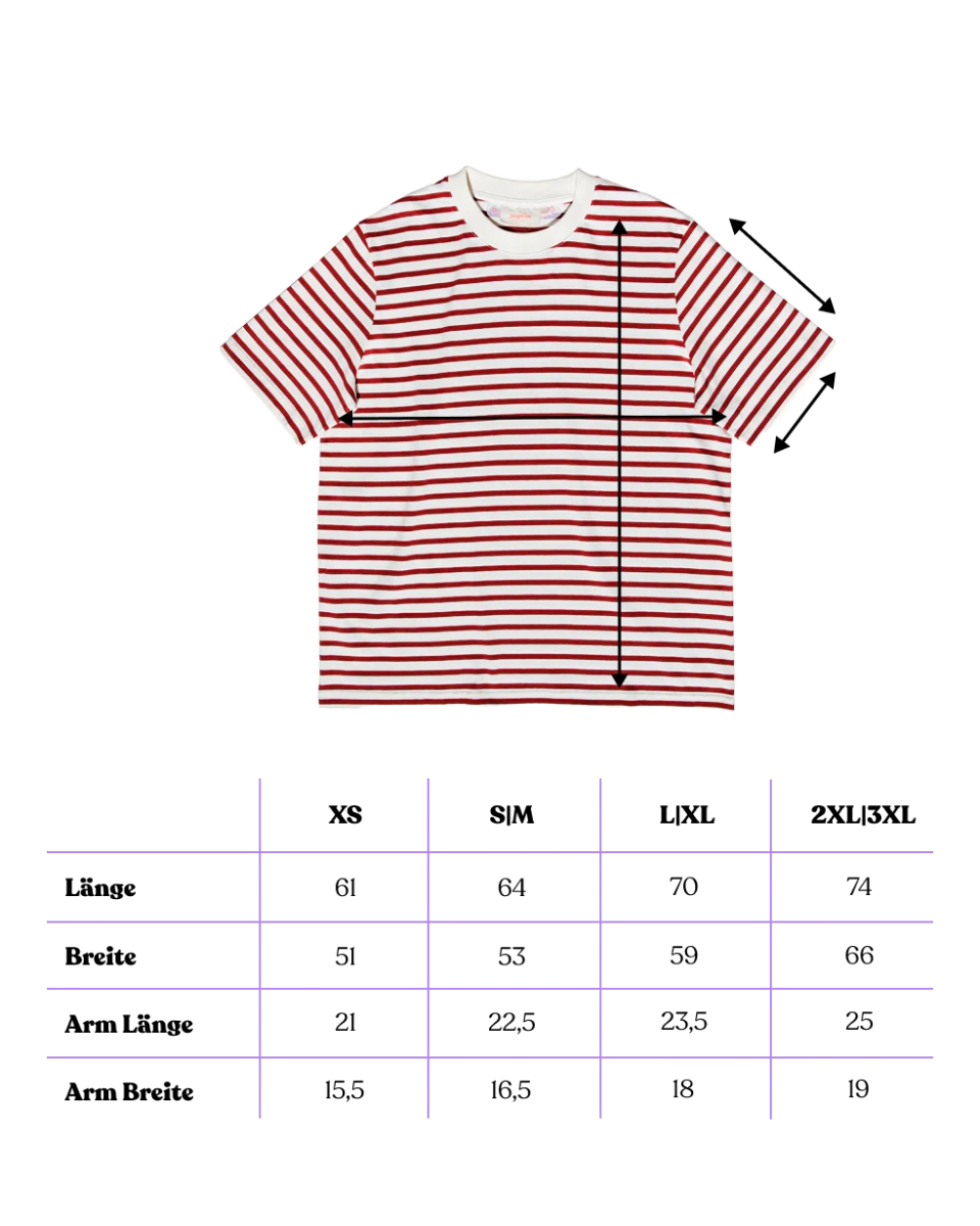 popeia - T-Shirt Gestreift aus Bio - Baumwolle • Bordeaux/Off - White - T-Shirt - ROSA ECK Concept Store