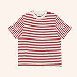 popeia - T-Shirt Gestreift aus Bio - Baumwolle | Bordeaux/Off - White - T-Shirt - ROSA ECK Concept Store