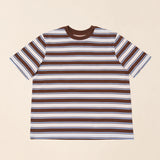 Gestreiftes T-Shirt in Braun und Hellblau – Ansicht 2