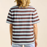 Gestreiftes T-Shirt in Braun und Hellblau – Ansicht 4