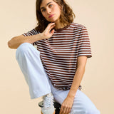 Gestreiftes T-Shirt in Braun und Cremeweiß – Ansicht 5