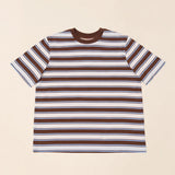 Gestreiftes T-Shirt in Braun und Hellblau – Ansicht 2