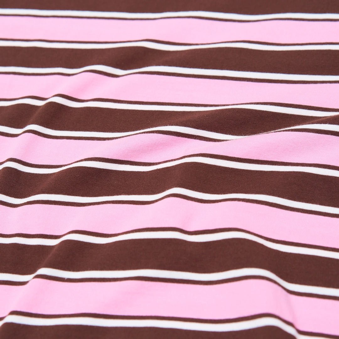 Gestreiftes T-Shirt in Braun und Pink – Ansicht 7