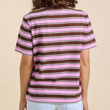 Gestreiftes T-Shirt in Braun und Pink – Ansicht 3