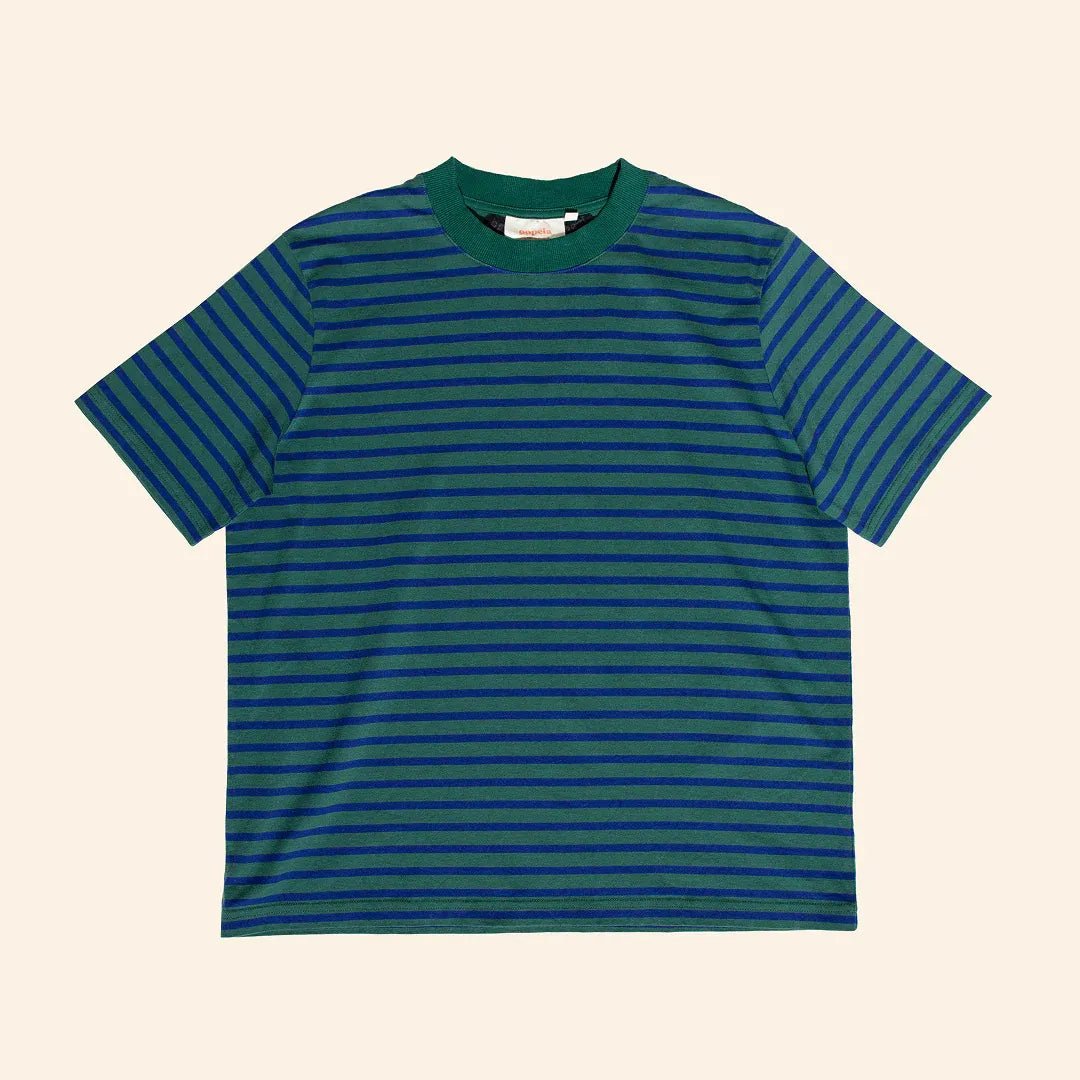 popeia - T-Shirt Gestreift aus Bio - Baumwolle • Dunkelgrün/Blau - T-Shirt - ROSA ECK