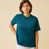 popeia - T-Shirt Gestreift aus Bio - Baumwolle • Dunkelgrün/Blau - T-Shirt - ROSA ECK