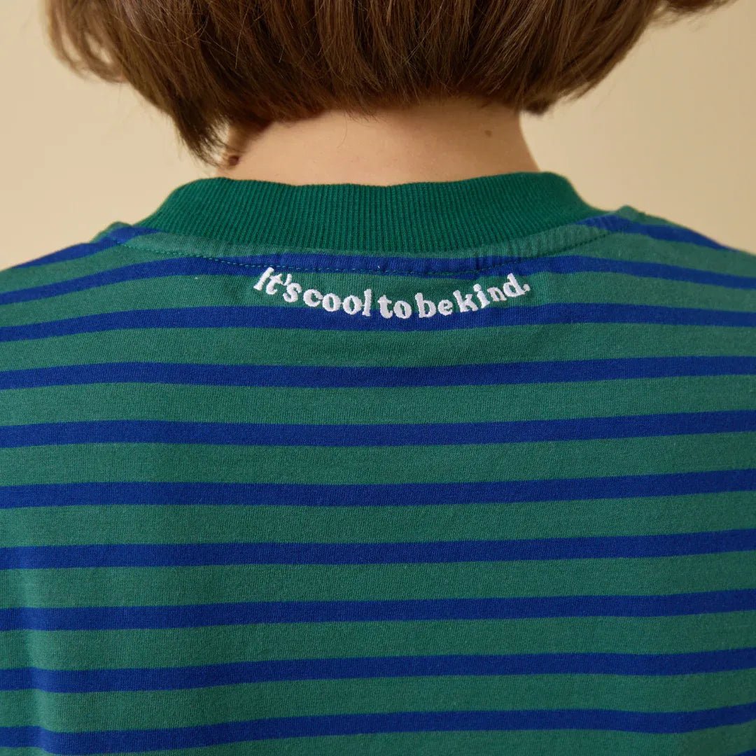 popeia - T-Shirt Gestreift aus Bio - Baumwolle • Dunkelgrün/Blau - T-Shirt - ROSA ECK