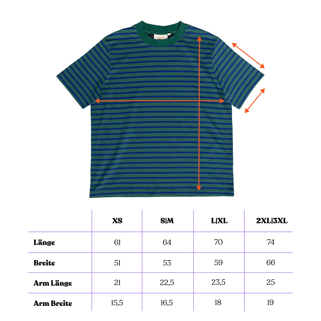 popeia - T-Shirt Gestreift aus Bio - Baumwolle • Dunkelgrün/Blau - T-Shirt - ROSA ECK